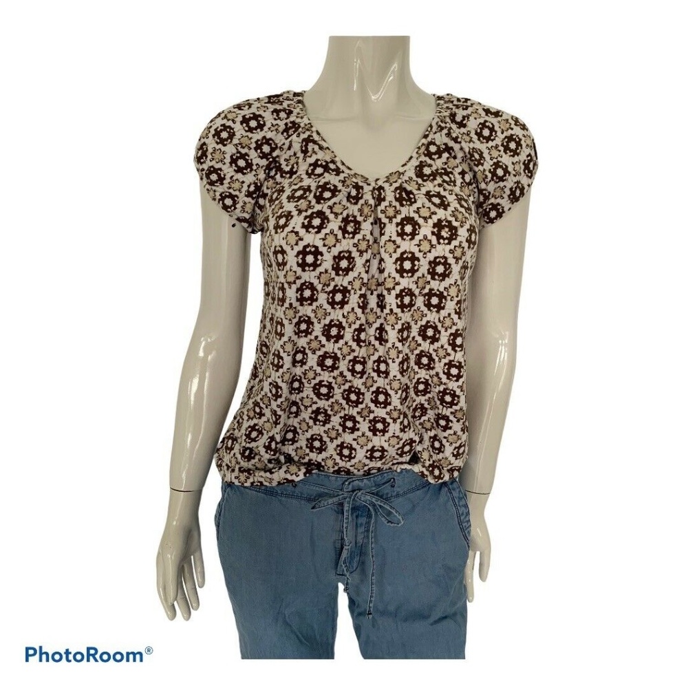 Michael Kors Top Womens Ivory and Brown XS